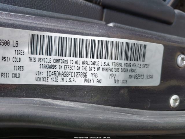 1C4RDHAG8FC127866 Dodge Durango Sxt
