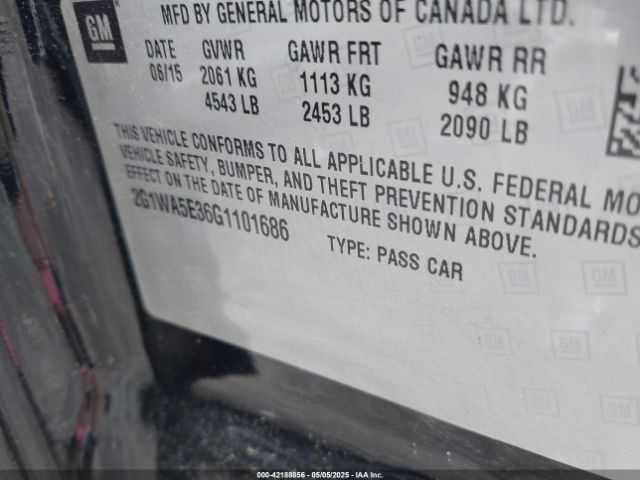 2G1WA5E36G1101686 Chevrolet lfx - sidi, vvt, e85 max, alum gm
