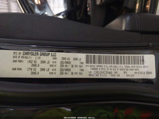 1C4RDJDG4EC391068 Dodge DURANGO LIMITED