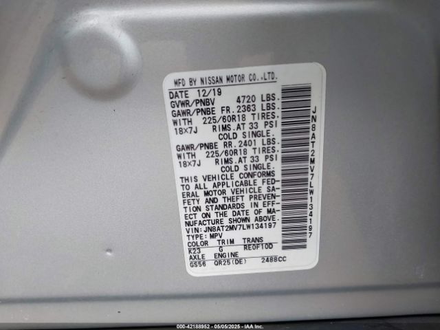 2020 NISSAN ROGUE JN8AT2MV7LW134197 Photo 8
