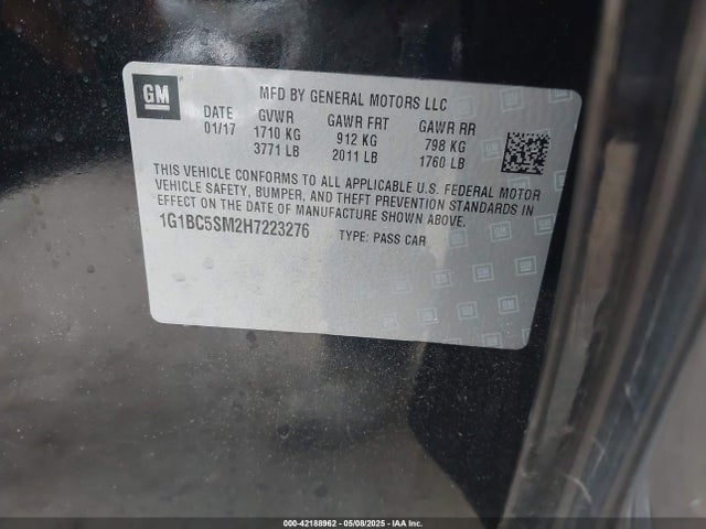 1G1BC5SM2H7223276 Chevrolet Cruze Ls Auto