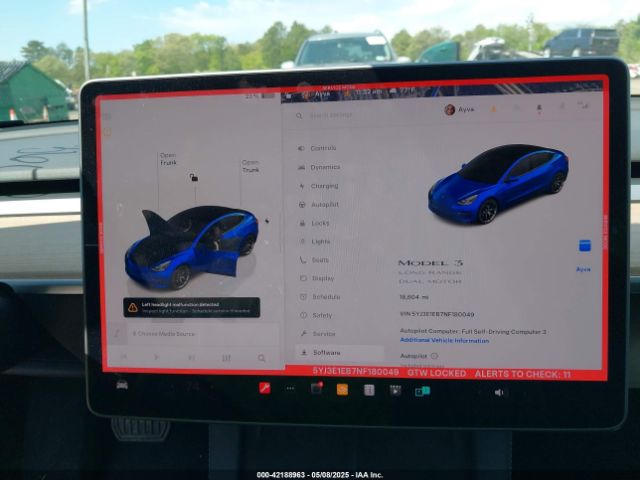 5YJ3E1EB7NF180049 Tesla Model 3 Long Range Dual Motor All-wheel Drive
