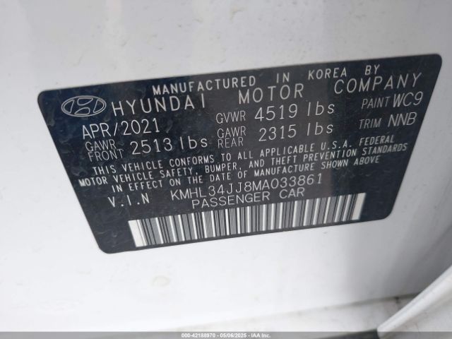 KMHL34JJ8MA033861 Hyundai SONATA SEL