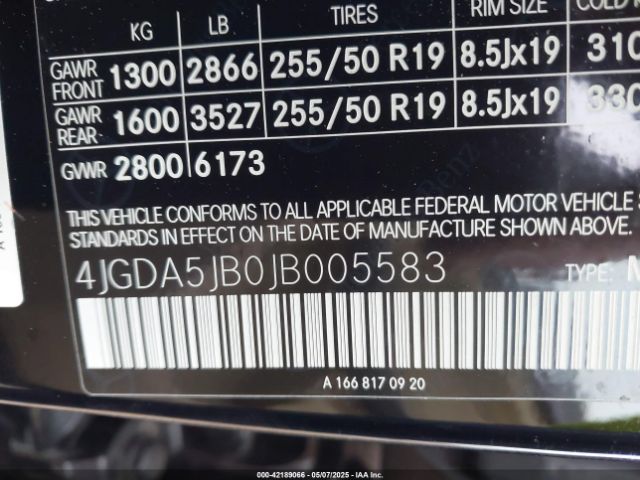 4JGDA5JB0JB005583 Mercedes-Benz GLE 350
