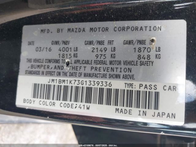 JM1BM1K73G1339336 Mazda Mazda3 I Sport
