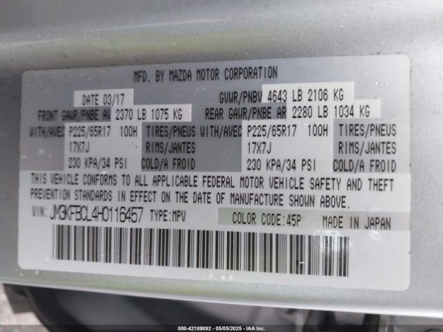 2017 MAZDA CX-5 JM3KFBCL4H0116457 Photo 8