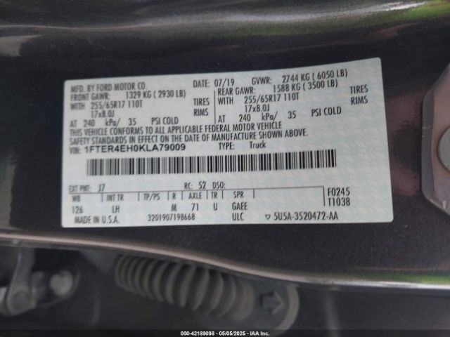 2019 FORD RANGER 1FTER4EH0KLA79009 Photo 8