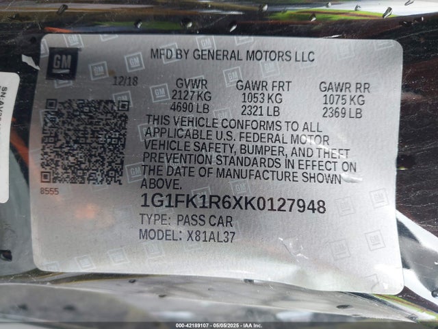 1G1FK1R6XK0127948 Chevrolet lt4 - direct injection, sc, afm, variable valve timing, alum