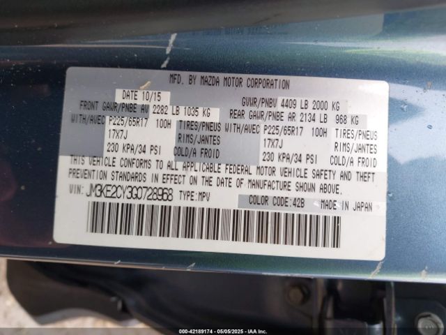 JM3KE2CY3G0728968 Mazda Cx-5 Touring