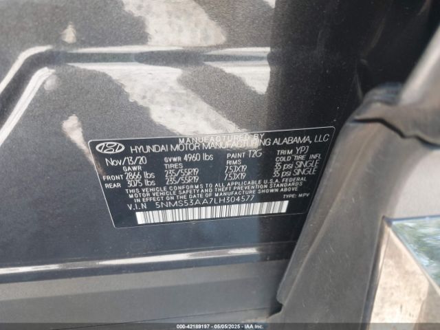 5NMS53AA7LH304577 Hyundai Santa Fe Limited 2.0t