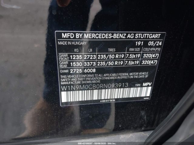W1N9M0CB0RN093913 Mercedes-Benz Eqb 250 Suv