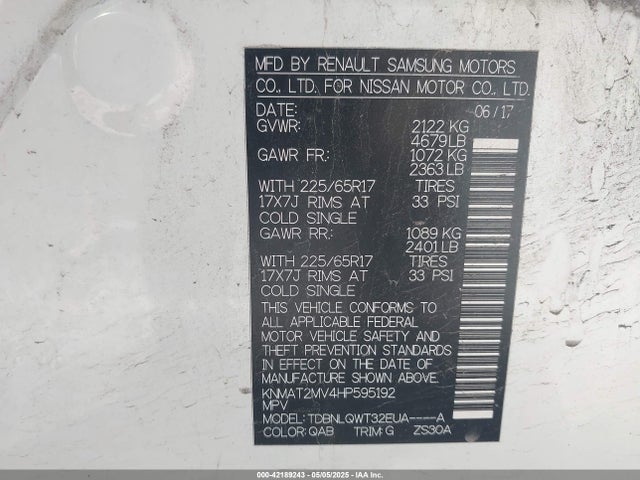 Nissan ROGUE SV 2017 KNMAT2MV4HP595192 Image 9