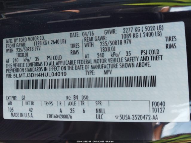 2017 LINCOLN MKC 5LMTJ3DH4HUL04019 Photo 8