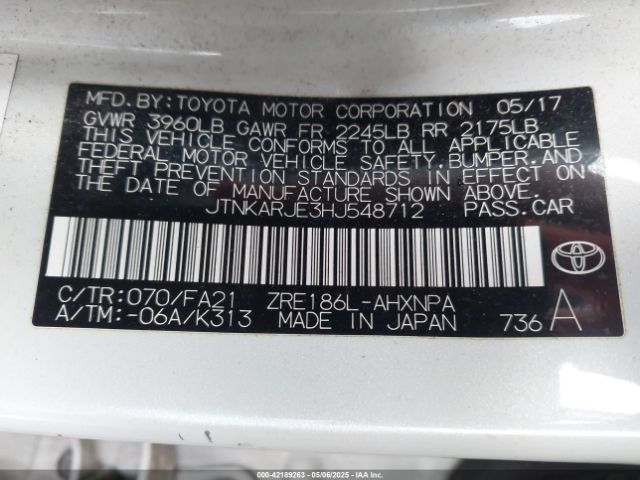 JTNKARJE3HJ548712 Toyota COROLLA IM