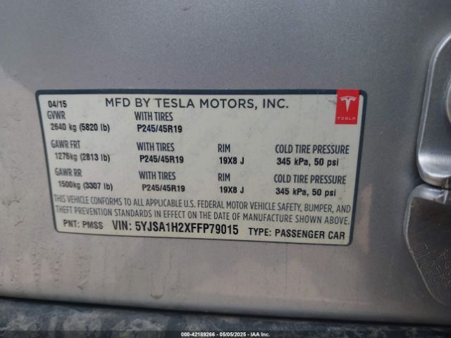 5YJSA1H2XFFP79015 Tesla Model S 70d/85d/p85d