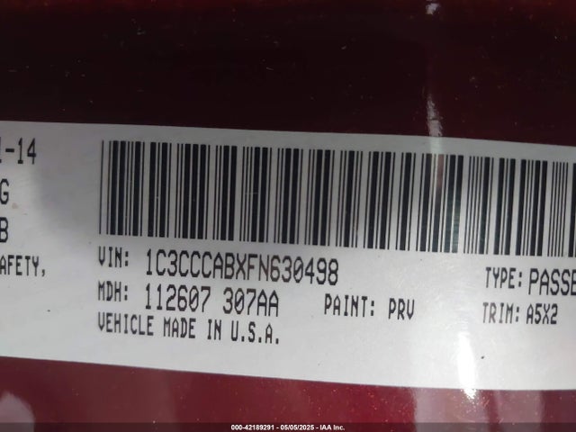 1C3CCCABXFN630498 Chrysler 200 Limited