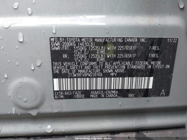 2T3W1RFV8PW239168 Toyota Rav4 Xle