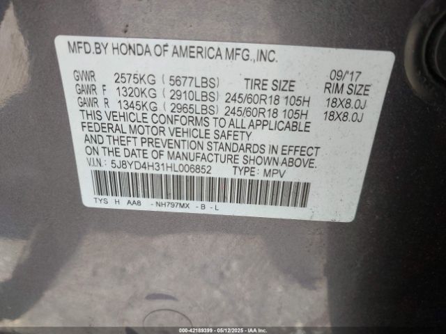 2017 ACURA MDX 5J8YD4H31HL006852 Photo 8