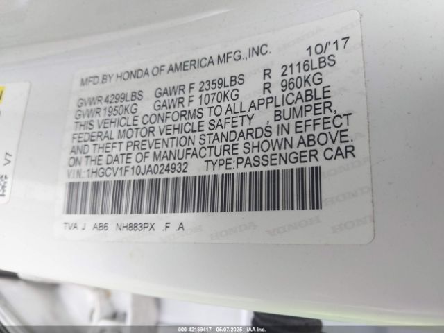 1HGCV1F10JA024932 Honda ACCORD LX