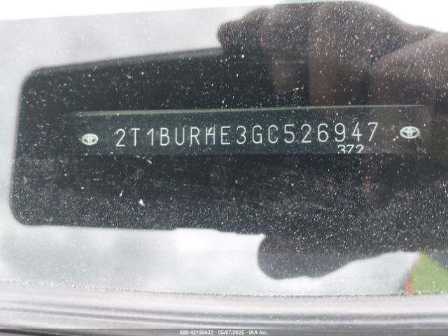 2T1BURHE3GC526947 Toyota COROLLA LE
