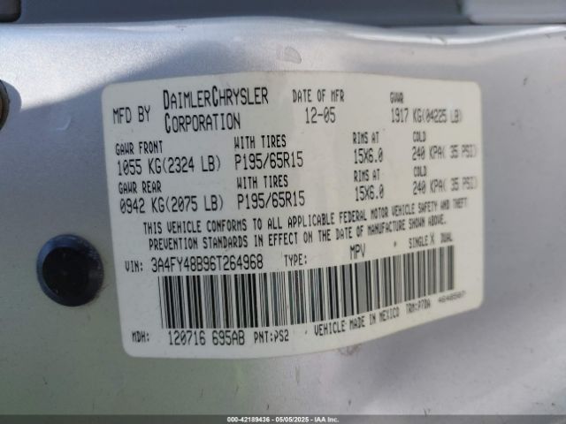 2006 CHRYSLER PT CRUISER 3A4FY48B96T264968 Photo 8