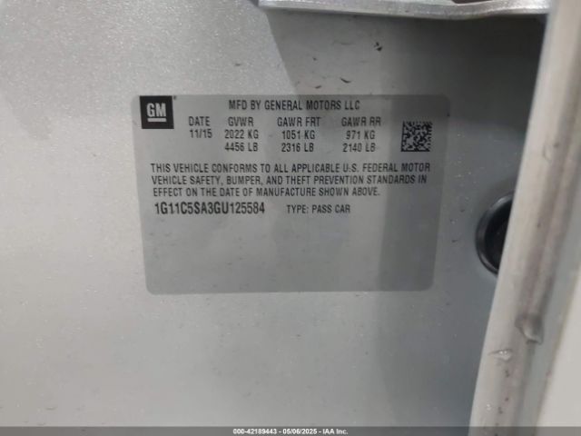 1G11C5SA3GU125584 Chevrolet Malibu Limited Lt
