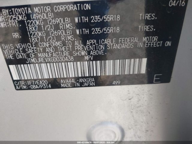 2016 TOYOTA RAV4 HYBRID JTMDJREVXGD030438 Photo 8