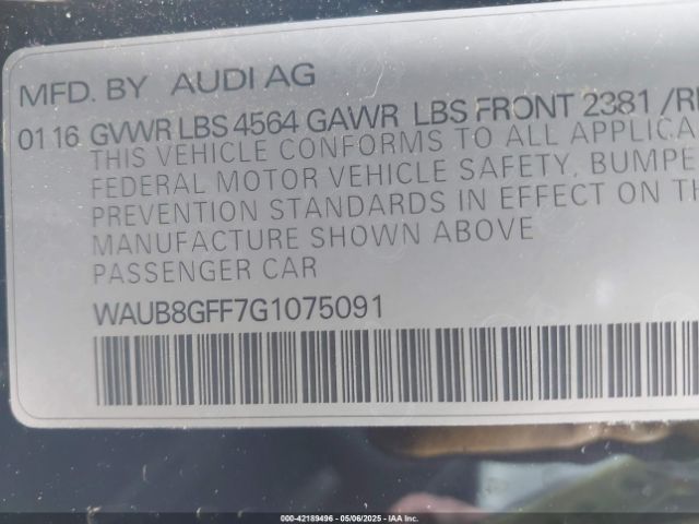 WAUB8GFF7G1075091 Audi A3 2.0t Premium
