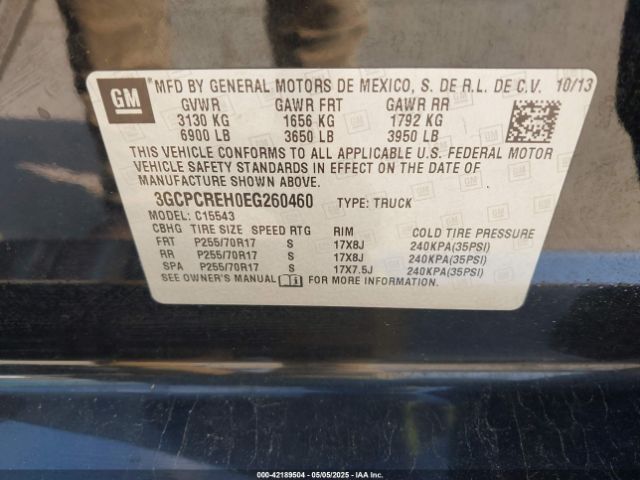 3GCPCREH0EG260460 Chevrolet Silverado 1500 1lt