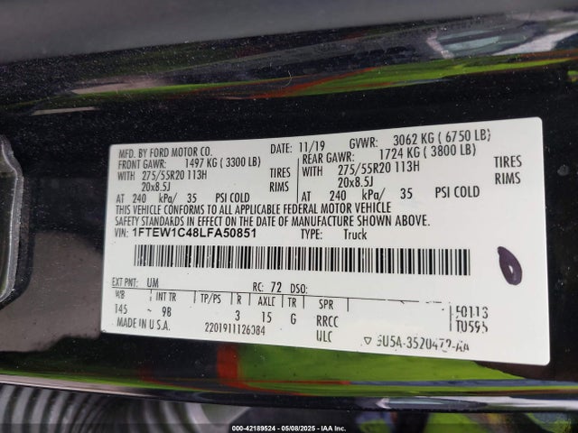 Ford gtdi 2020 1FTEW1C48LFA50851 Image 9