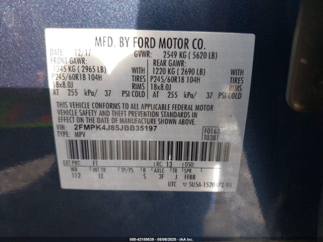 2FMPK4J85JBB35197 Ford EDGE SEL