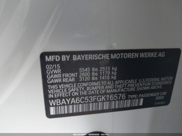 WBAYA6C53FGK16576 BMW 740I
