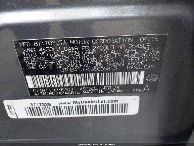 JTHBA1D26G5005853 Lexus IS 200T