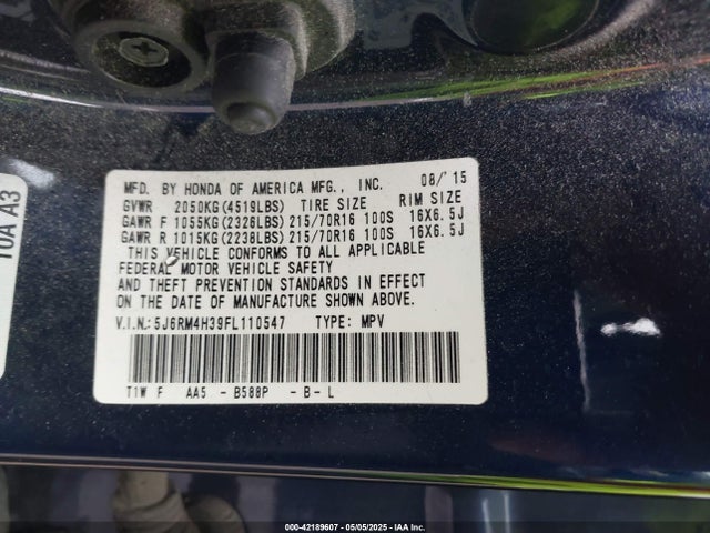 5J6RM4H39FL110547 Honda CR-V LX