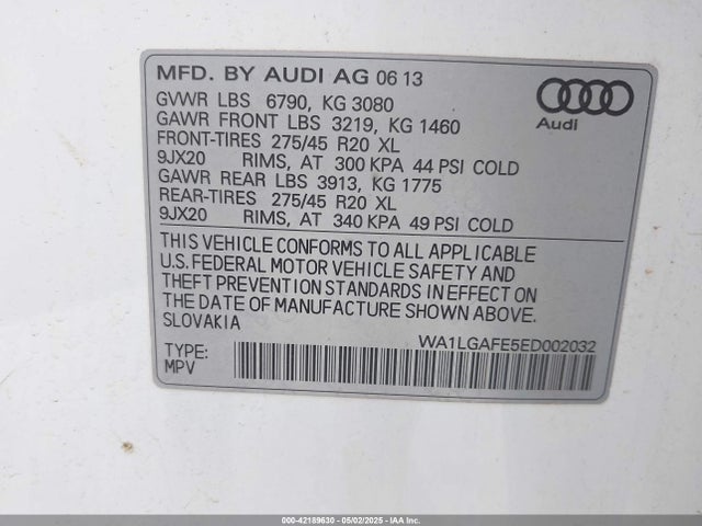 WA1LGAFE5ED002032 Audi Q7 3.0t Premium