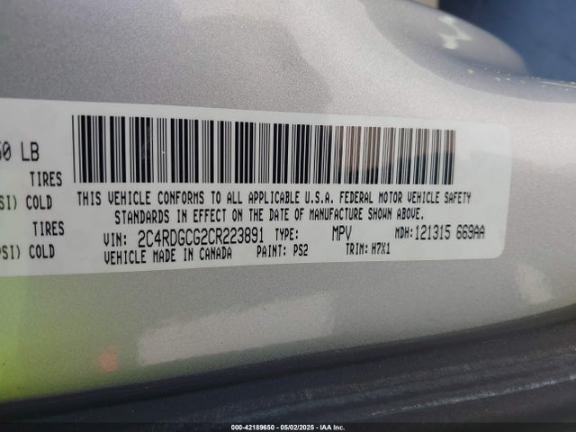 Aukcja sprzedaży 2012 Dodge Grand Caravan Sxt, vin: 2C4RDGCG2CR223891, numer aukcji: 42189650