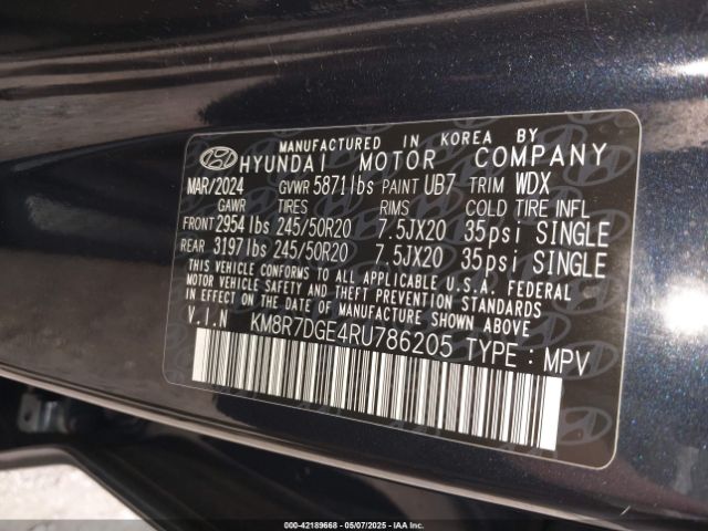KM8R7DGE4RU786205 Hyundai Palisade Calligraphy