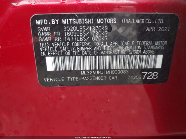 2021 MITSUBISHI MIRAGE ML32AUHJ1MH009083 Photo 8