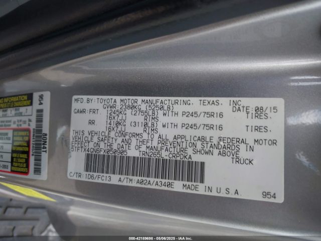 5TFTX4GN6FX050905 Toyota Tacoma Prerunner