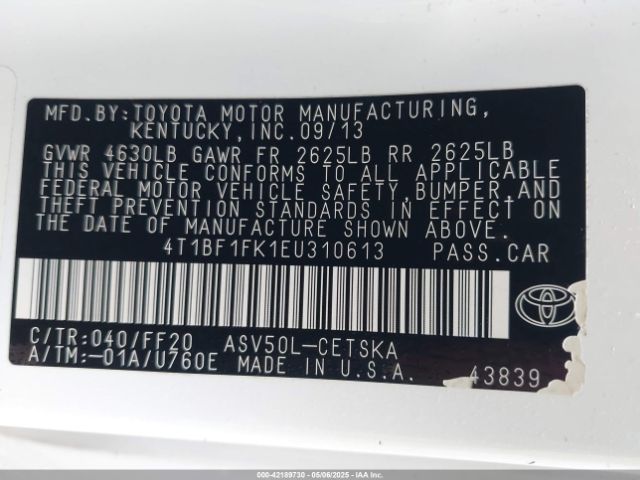 4T1BF1FK1EU310613 Toyota CAMRY SE