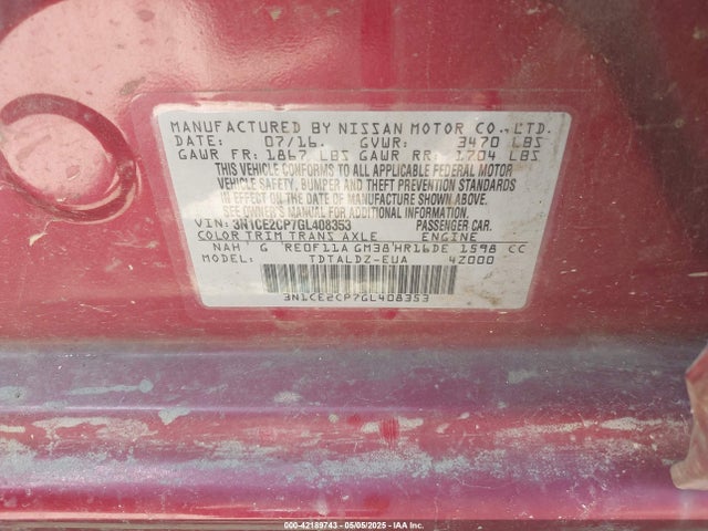 Nissan VERSA NOTE 2016 3N1CE2CP7GL408353 Image 9