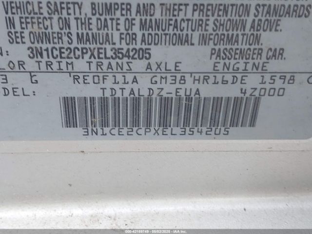 3N1CE2CPXEL354205 Nissan Versa Note Sv