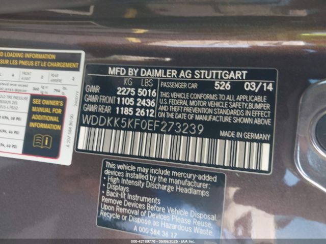 WDDKK5KF0EF273239 Mercedes-Benz E 350
