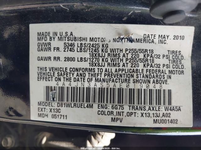 2010 MITSUBISHI ENDEAVOR 4A4JN3AS5AE019048 Photo 8