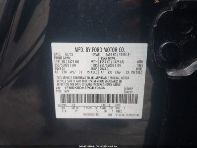 1FMSK8DH3PGB10636 Ford EXPLORER XLT