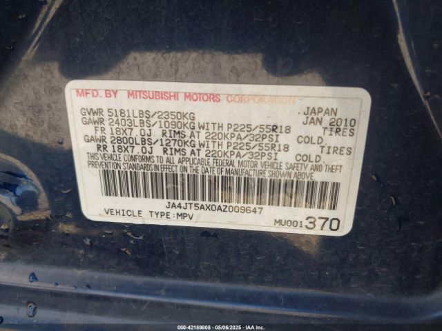 2010 MITSUBISHI OUTLANDER JA4JT5AX0AZ009647 Photo 8