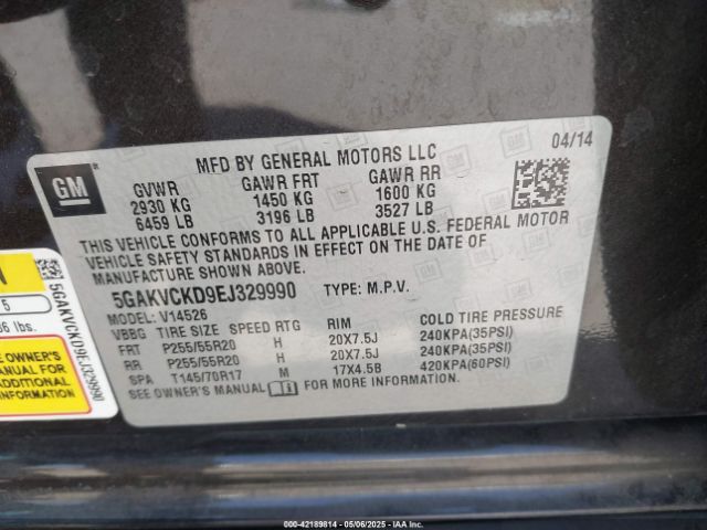 5GAKVCKD9EJ329990 Buick Enclave Premium