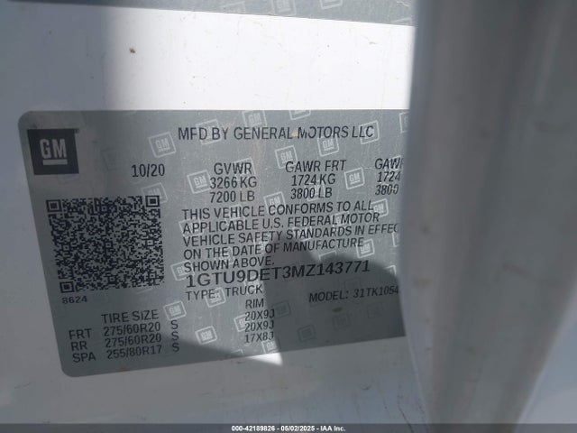 1GTU9DET3MZ143771 GMC lm2