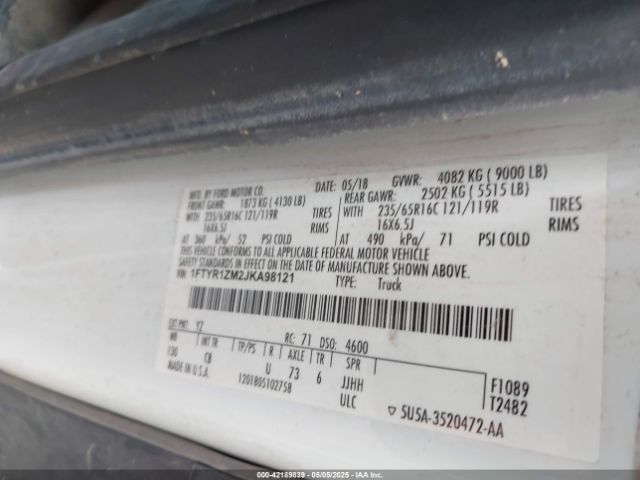 1FTYR1ZM2JKA98121 Ford Transit-250