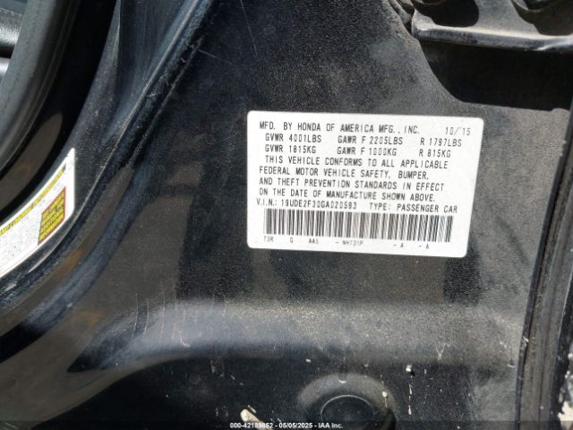 19UDE2F30GA020593 Acura Ilx 2.4l/acurawatch Plus Package
